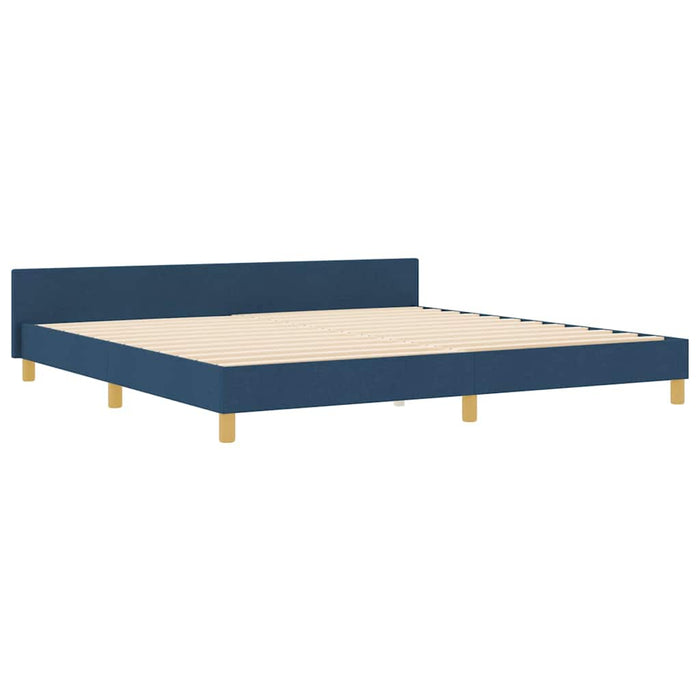 Cadru de pat cu headboard albastru 200 x 200 cm țesătură - WALTI WALTI