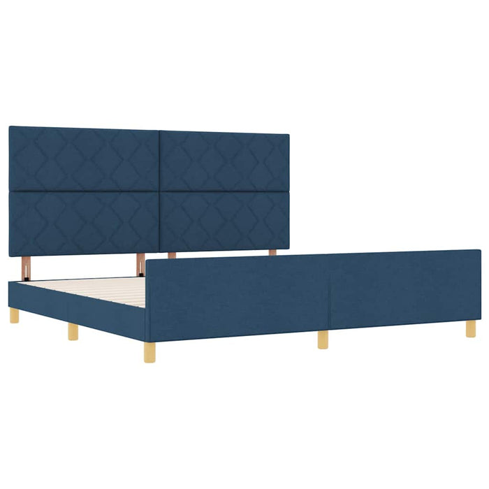 Cadru de pat cu headboard albastru 200 x 200 cm țesătură - WALTI WALTI