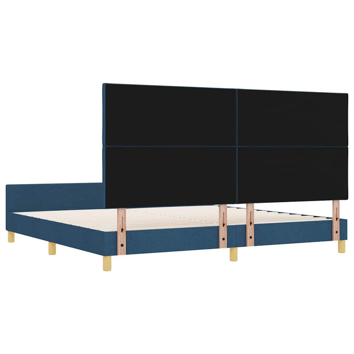 Cadru de pat cu headboard albastru 200 x 200 cm țesătură - WALTI WALTI