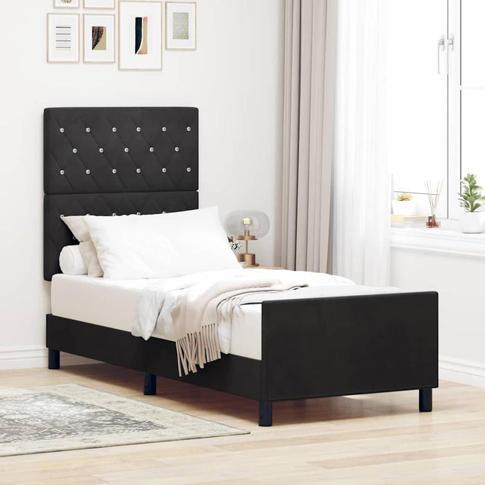 Pat cu arcuri cu headboard Negru 80 x 200 cm Catifea - WALTI WALTI