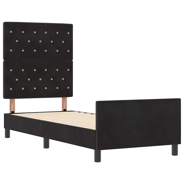Pat cu arcuri cu headboard Negru 80 x 200 cm Catifea - WALTI WALTI