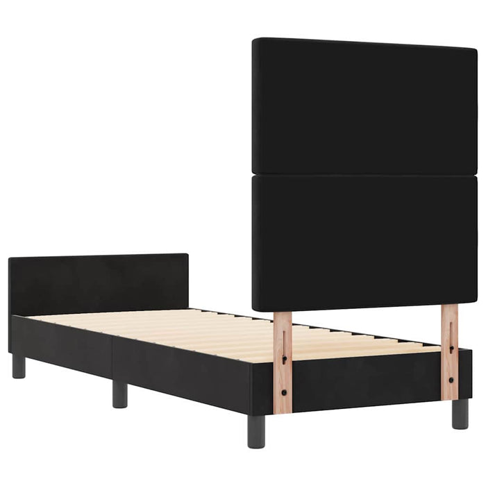 Pat cu arcuri cu headboard Negru 80 x 200 cm Catifea - WALTI WALTI