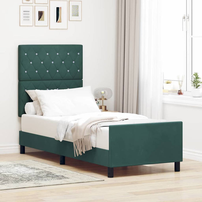 Pat cu arcuri cu headboard Verde închis 80 x 200 cm Catifea WALTI