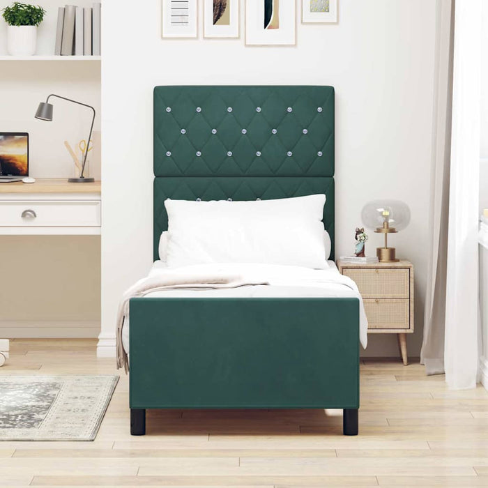 Pat cu arcuri cu headboard Verde închis 80 x 200 cm Catifea WALTI