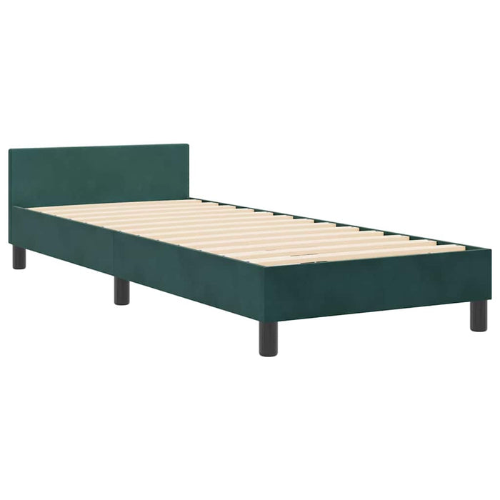 Pat cu arcuri cu headboard Verde închis 80 x 200 cm Catifea WALTI