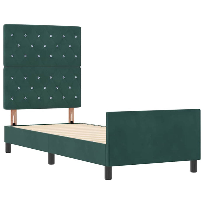 Pat cu arcuri cu headboard Verde închis 80 x 200 cm Catifea WALTI