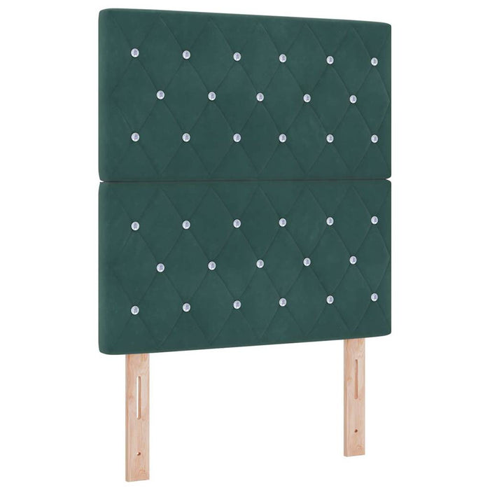 Pat cu arcuri cu headboard Verde închis 80 x 200 cm Catifea WALTI