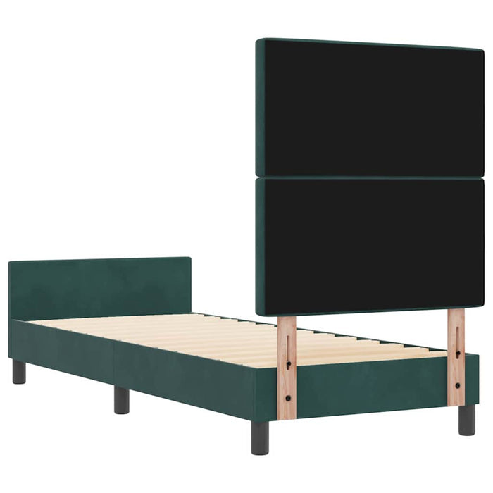 Pat cu arcuri cu headboard Verde închis 80 x 200 cm Catifea WALTI