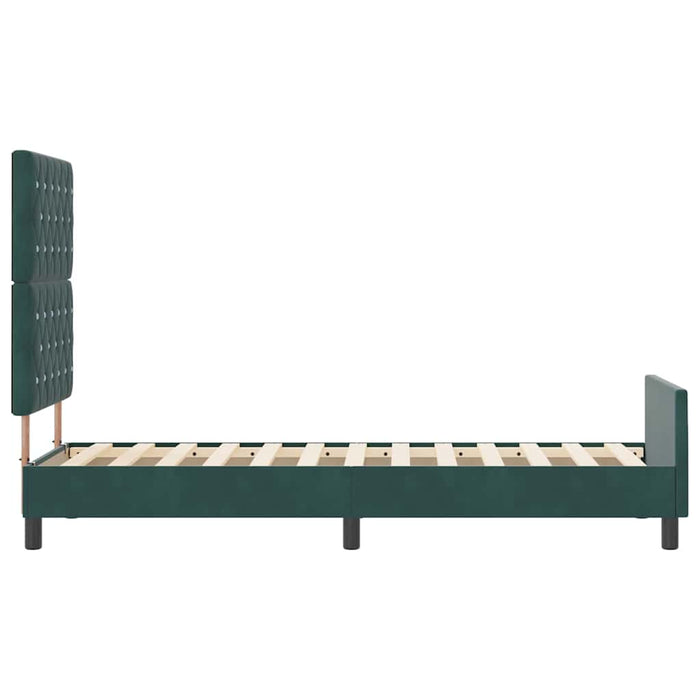 Pat cu arcuri cu headboard Verde închis 80 x 200 cm Catifea WALTI