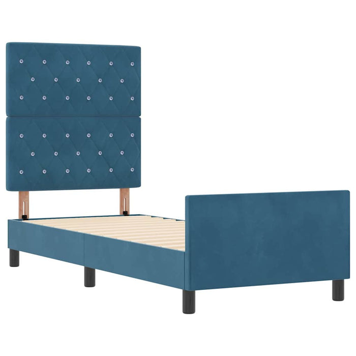 Pat cu arcuri cu headboard Albastru închis 80 x 200 cm Catifea - WALTI WALTI