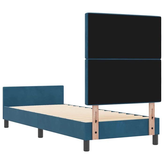 Pat cu arcuri cu headboard Albastru închis 80 x 200 cm Catifea - WALTI WALTI