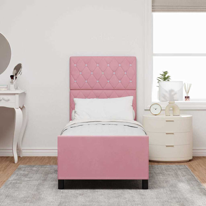 Pat cu arcuri cu headboard Roz 80 x 200 cm Catifea WALTI