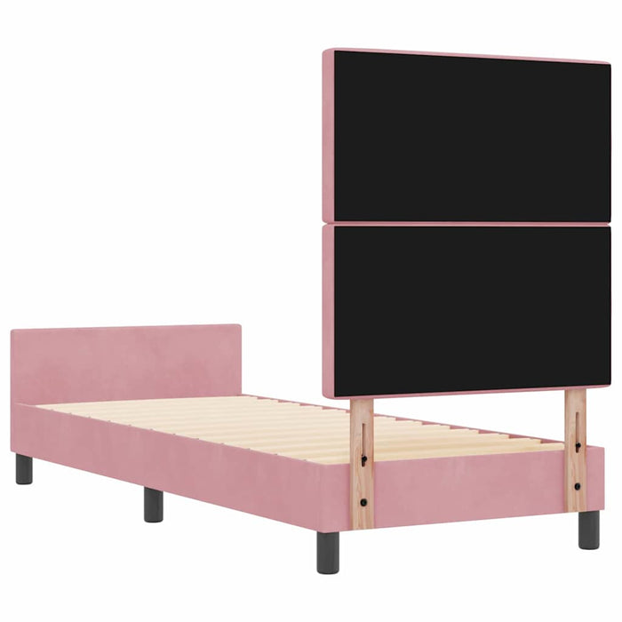 Pat cu arcuri cu headboard Roz 80 x 200 cm Catifea WALTI