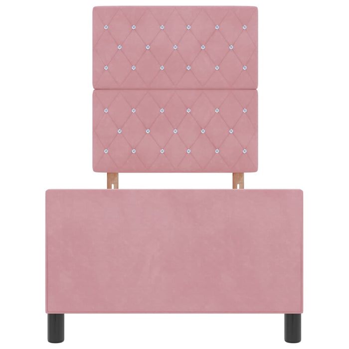 Pat cu arcuri cu headboard Roz 80 x 200 cm Catifea WALTI