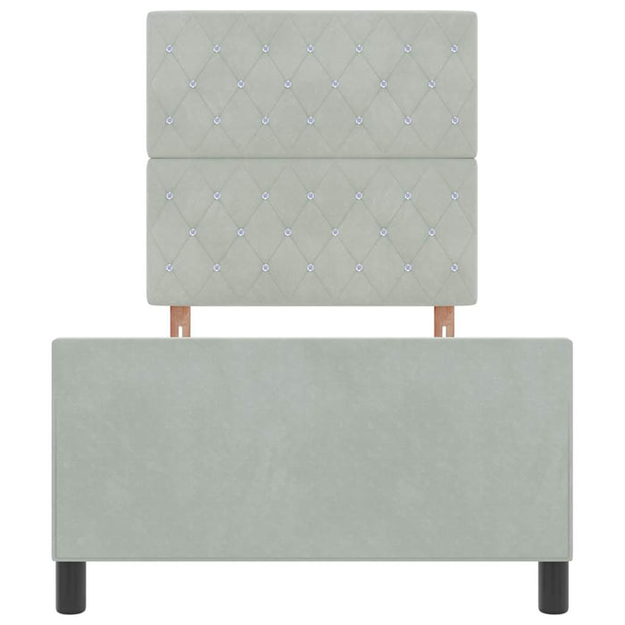 Pat cu arcuri cu headboard Gri deschis 90 x 190 cm Catifea - WALTI WALTI