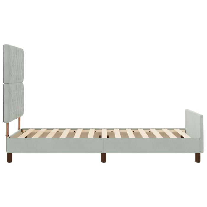Pat cu arcuri cu headboard Gri deschis 90 x 190 cm Catifea - WALTI WALTI