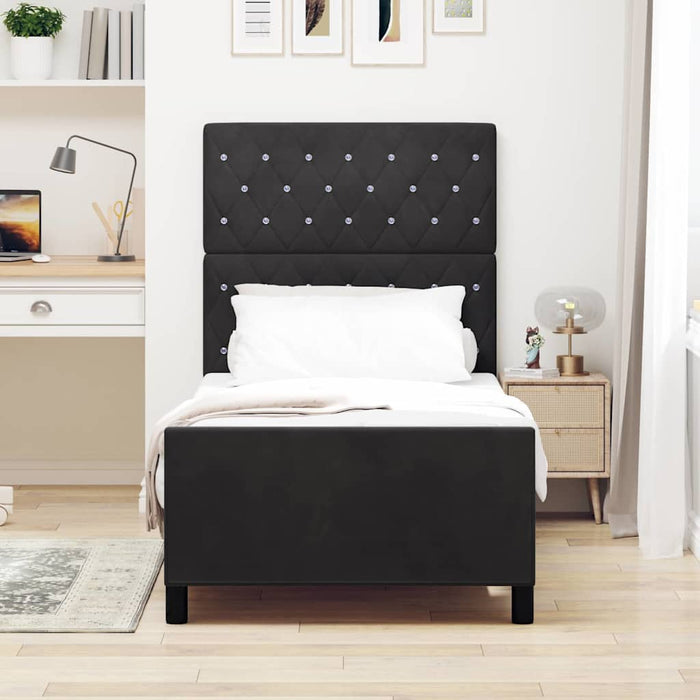 Pat cu arcuri cu headboard Negru 90 x 190 cm Catifea WALTI