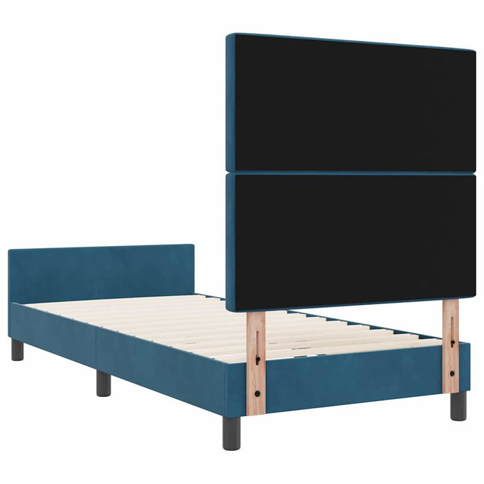 Pat cu arcuri cu headboard Albastru închis 90 x 190 cm Catifea WALTI