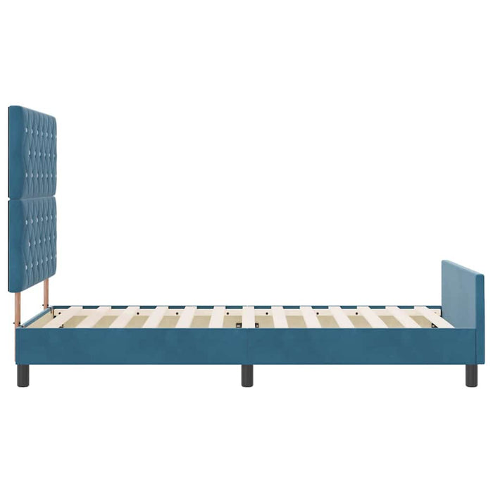 Pat cu arcuri cu headboard Albastru închis 90 x 190 cm Catifea WALTI