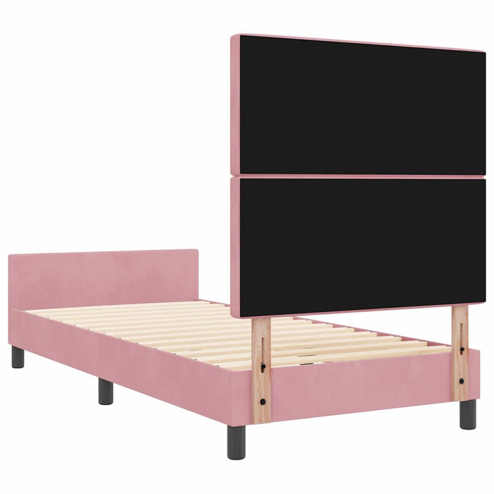 Pat cu arcuri cu headboard Roz 90 x 190 cm Catifea WALTI