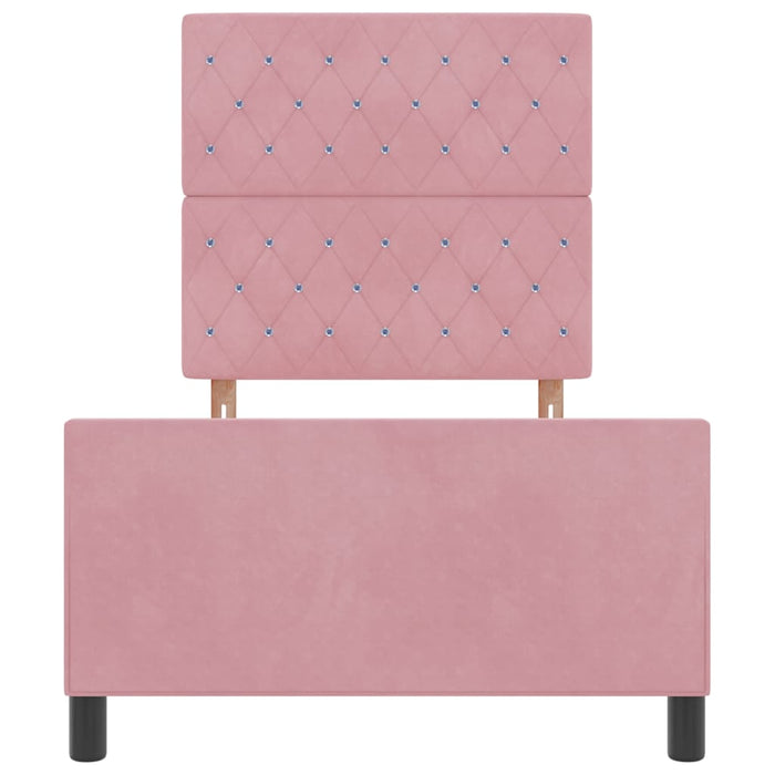 Pat cu arcuri cu headboard Roz 90 x 190 cm Catifea WALTI