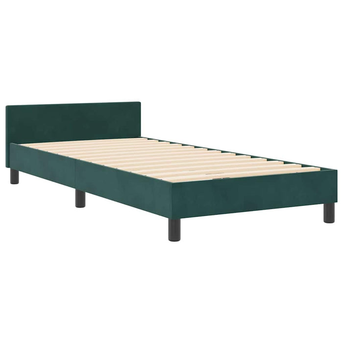 Pat cu arcuri cu headboard Verde închis 90 x 200 cm Catifea WALTI