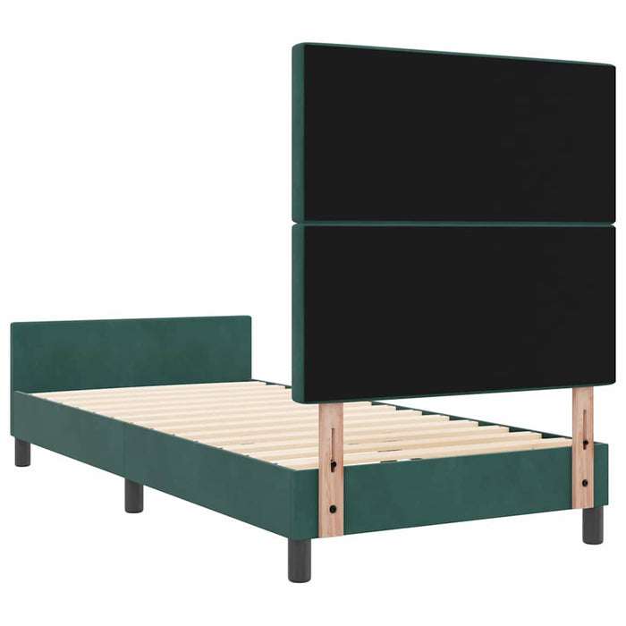 Pat cu arcuri cu headboard Verde închis 90 x 200 cm Catifea WALTI