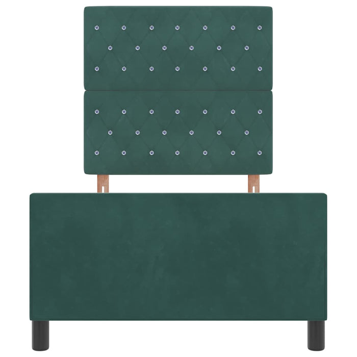 Pat cu arcuri cu headboard Verde închis 90 x 200 cm Catifea WALTI