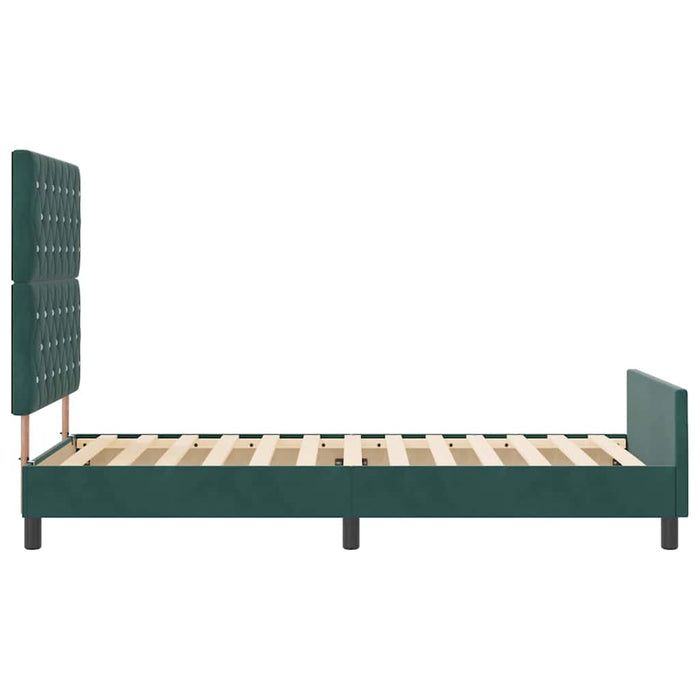 Pat cu arcuri cu headboard Verde închis 90 x 200 cm Catifea WALTI