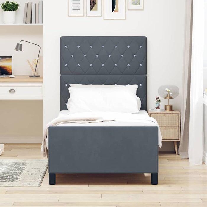 Pat cu arcuri cu headboard Gri închis 100 x 200 cm Catifea - WALTI WALTI