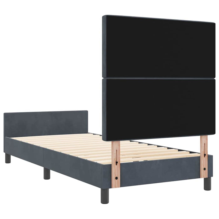 Pat cu arcuri cu headboard Gri închis 100 x 200 cm Catifea - WALTI WALTI
