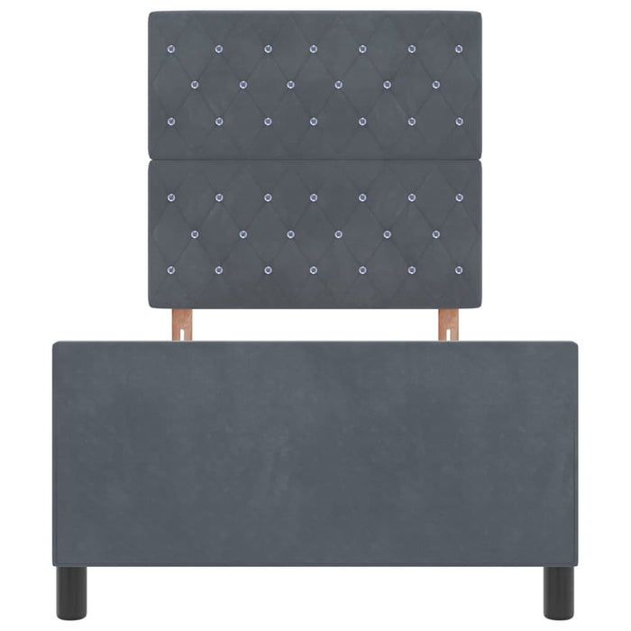 Pat cu arcuri cu headboard Gri închis 100 x 200 cm Catifea - WALTI WALTI