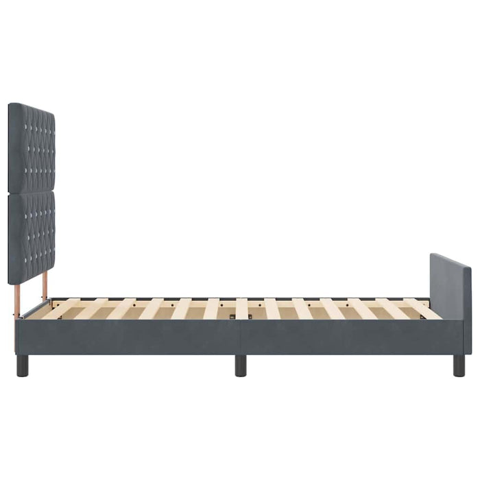 Pat cu arcuri cu headboard Gri închis 100 x 200 cm Catifea - WALTI WALTI
