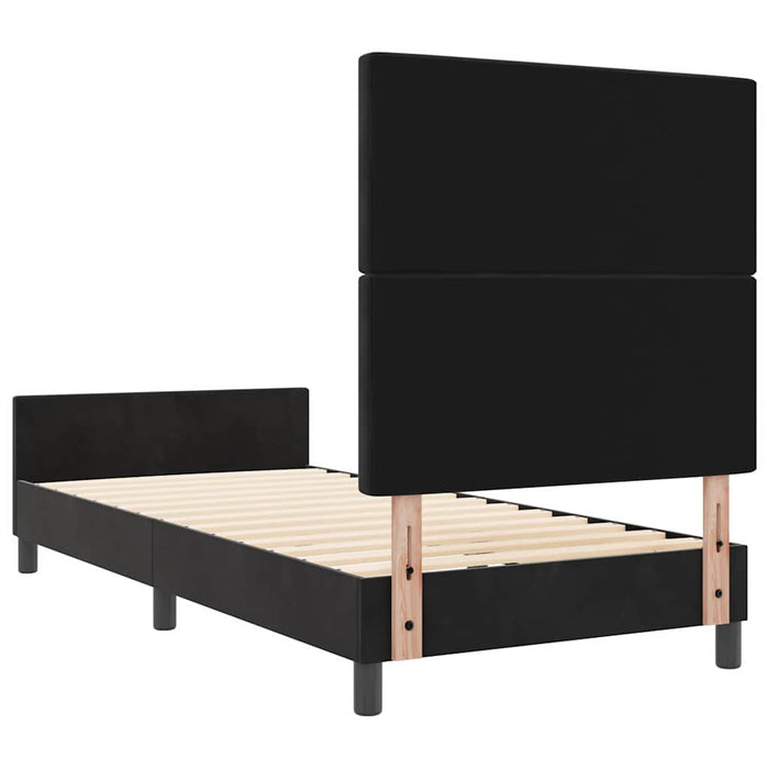 Pat cu arcuri cu headboard Negru 100 x 200 cm Catifea WALTI