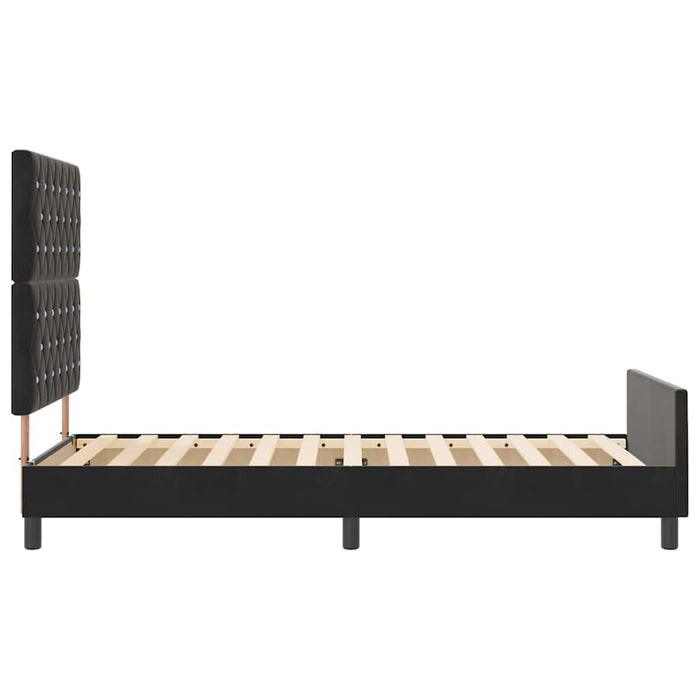 Pat cu arcuri cu headboard Negru 100 x 200 cm Catifea WALTI