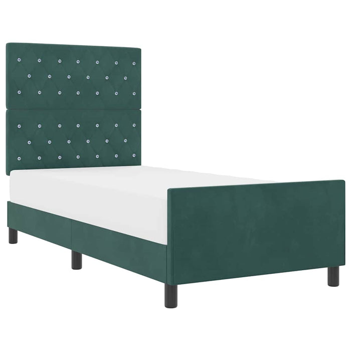 Cadru de pat cu headboard Verde închis 100 x 200 cm Catifea - WALTI WALTI