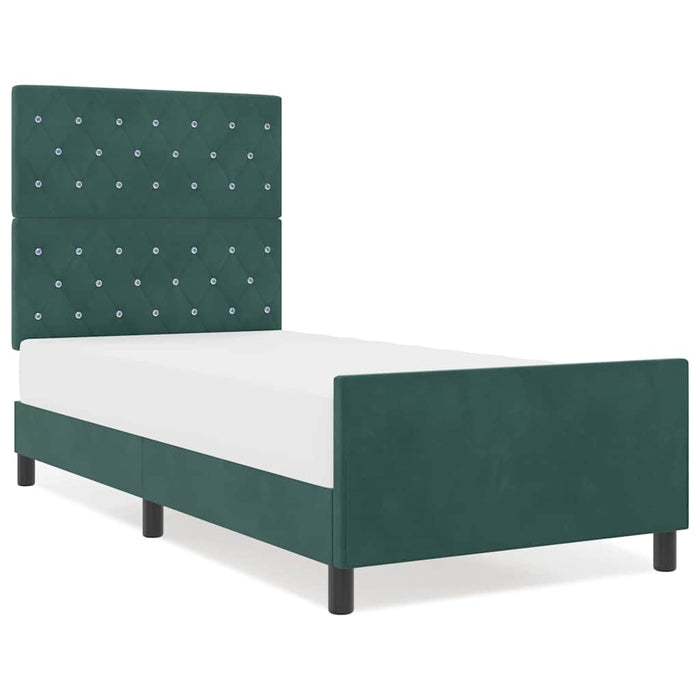 Cadru de pat cu headboard Verde închis 100 x 200 cm Catifea - WALTI WALTI
