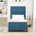 Pat cu arcuri cu headboard Albastru închis 100 x 200 cm Catifea - WALTI WALTI