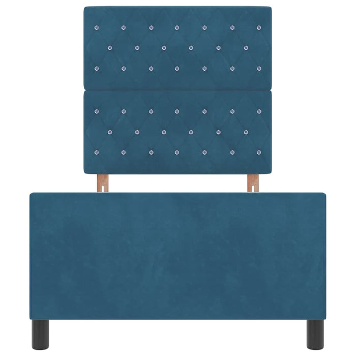 Pat cu arcuri cu headboard Albastru închis 100 x 200 cm Catifea - WALTI WALTI