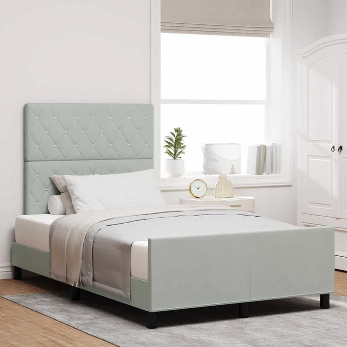 Cadru de pat cu headboard Gri deschis 120 x 190 cm Catifea - WALTI WALTI