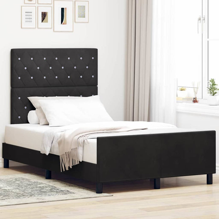 Pat cu arcuri cu headboard Negru 120 x 200 cm Catifea - WALTI WALTI