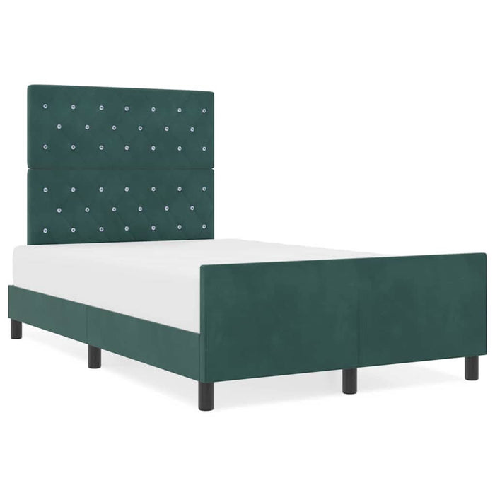 Cadru de pat cu headboard Verde închis 120 x 190 cm Catifea - WALTI WALTI