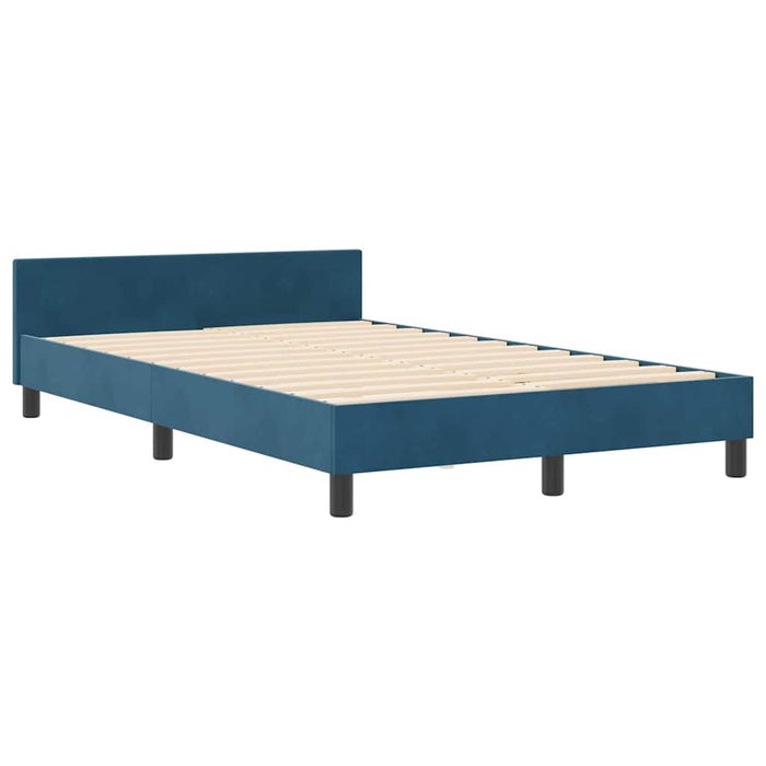 Pat cu arcuri cu headboard Albastru închis 120 x 200 cm Catifea - WALTI WALTI
