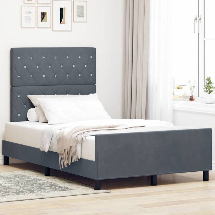 Pat cu arcuri cu headboard Gri închis 120 x 200 cm Catifea WALTI