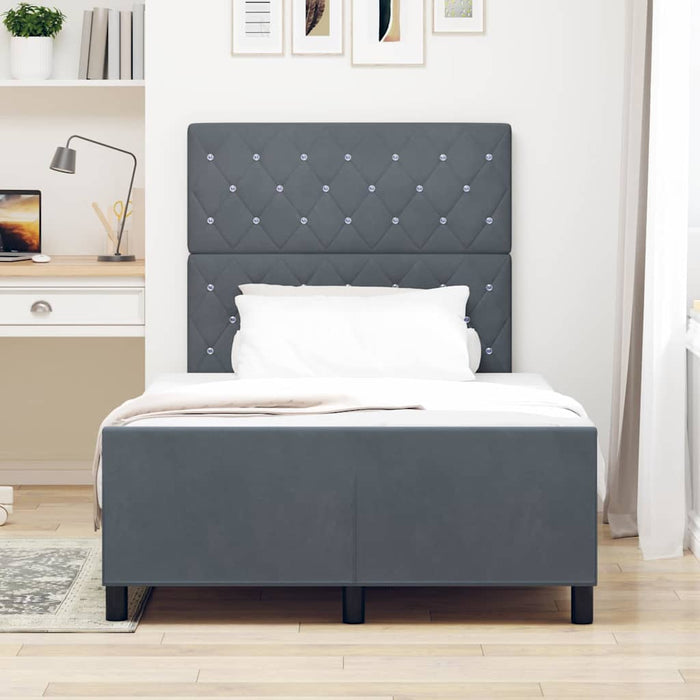 Pat cu arcuri cu headboard Gri închis 120 x 200 cm Catifea WALTI