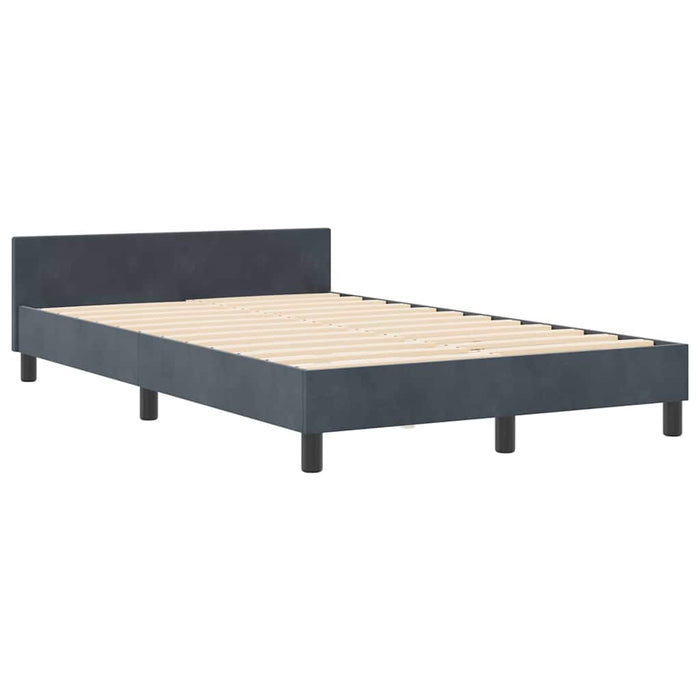 Pat cu arcuri cu headboard Gri închis 120 x 200 cm Catifea WALTI