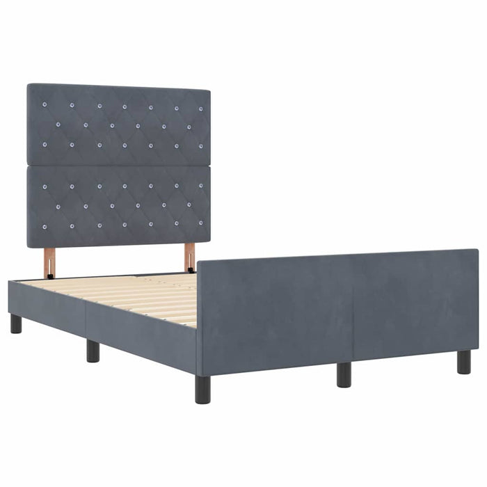 Pat cu arcuri cu headboard Gri închis 120 x 200 cm Catifea WALTI