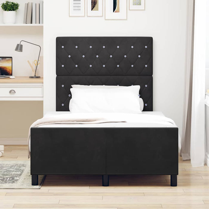 Pat cu arcuri cu headboard Negru 120 x 200 cm Catifea - WALTI WALTI