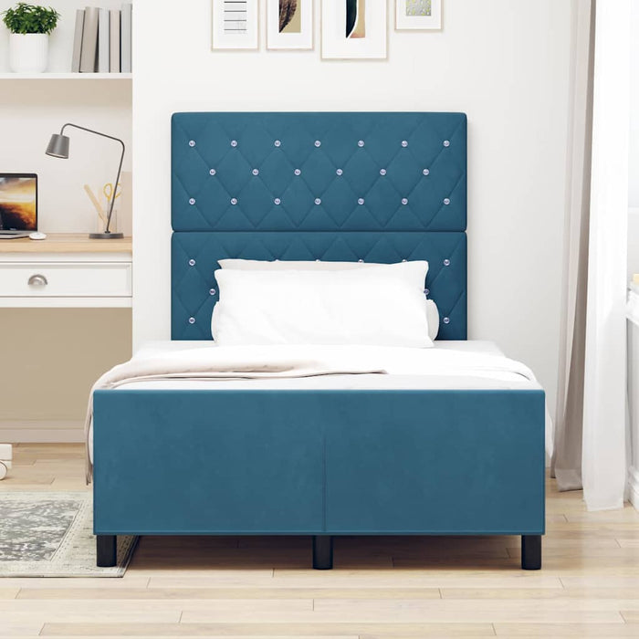 Pat cu arcuri cu headboard Albastru închis 120 x 200 cm Catifea WALTI