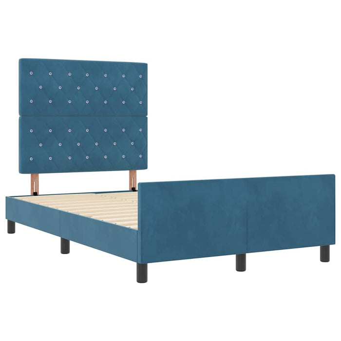 Pat cu arcuri cu headboard Albastru închis 120 x 200 cm Catifea WALTI
